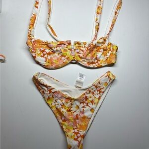 l*space Floral Underwire Bikini in Orange, Yellow & White